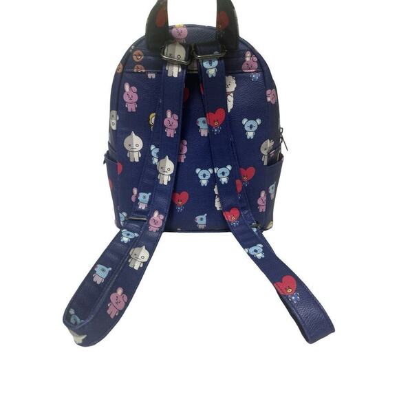 BT21 BTS Allover Print Character Faux Leather Mini Backpack Collectible KPOP - Picture 2 of 7
